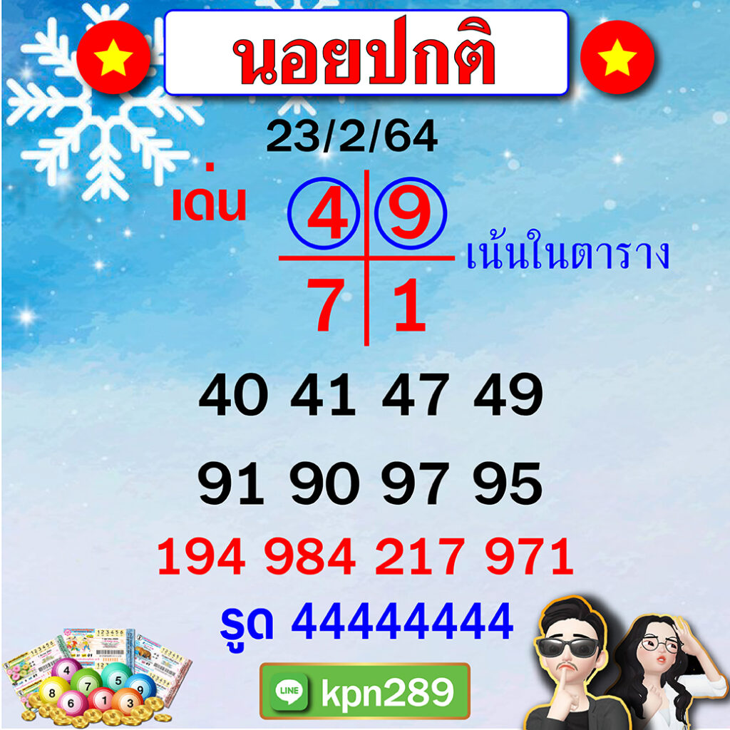 แนวฮานอยปกติเลขขุนแผน 23/02/64 