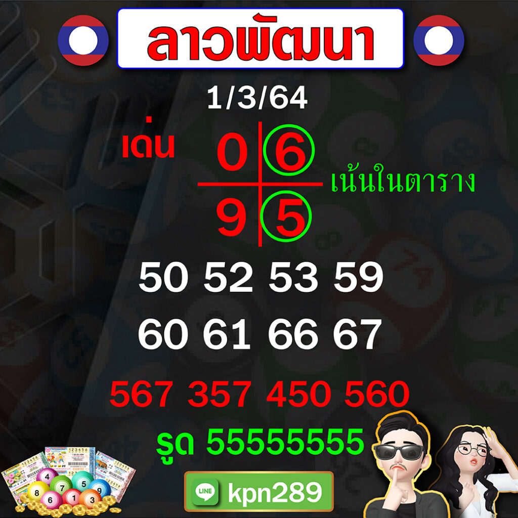 แนวทางหวยลาวเลขขุนแผน 01/03/64 