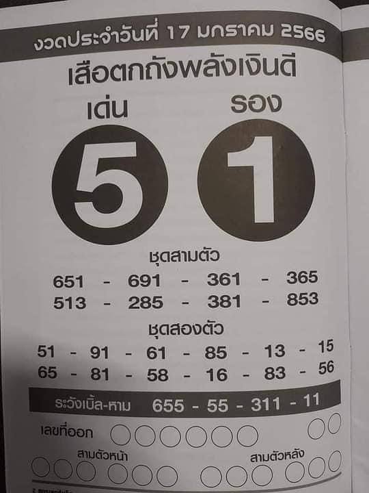 เลขเสือตกถังพลังเงินดี 17/1/66